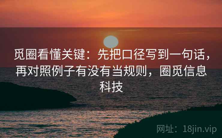 觅圈看懂关键：先把口径写到一句话，再对照例子有没有当规则，圈觅信息科技